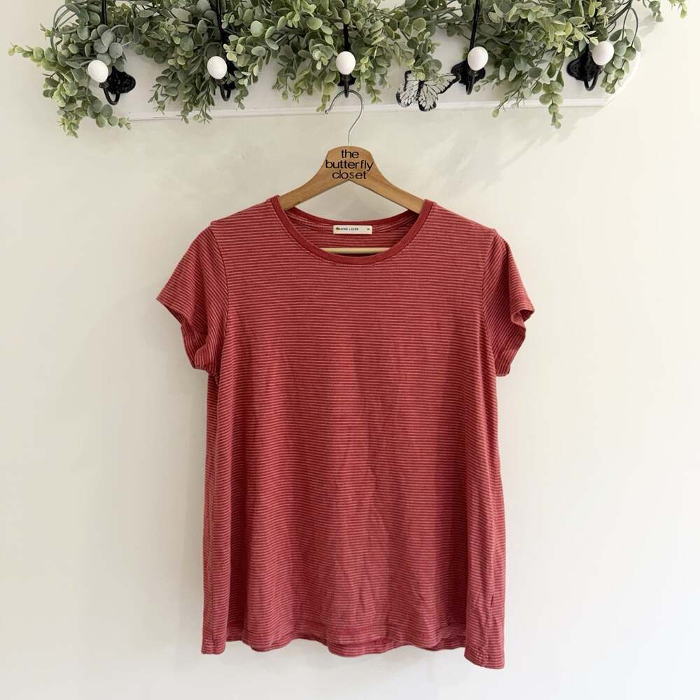 Marine Layer Red Striped Baby Tee Medium M7074